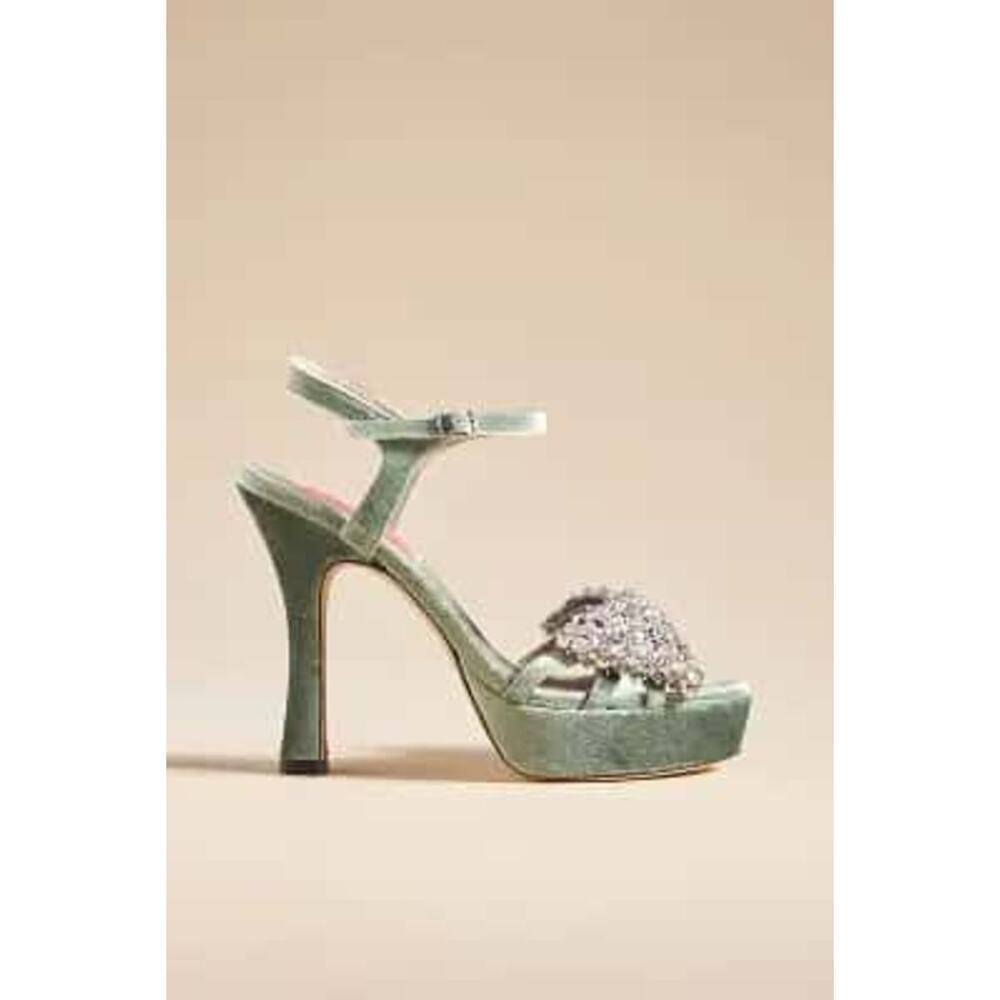 Custommade Arla Crystal Upper Heels Green Size 41 US 10.5 NWB